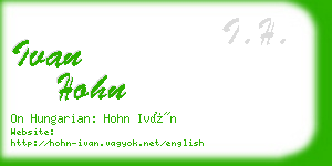 ivan hohn business card